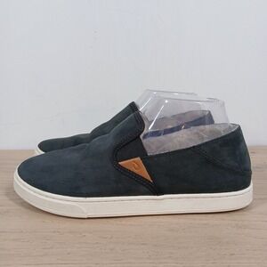 OluKai Pehuea Heu Sneakers Womens 8 Black Shearling Lined Casual Slip On